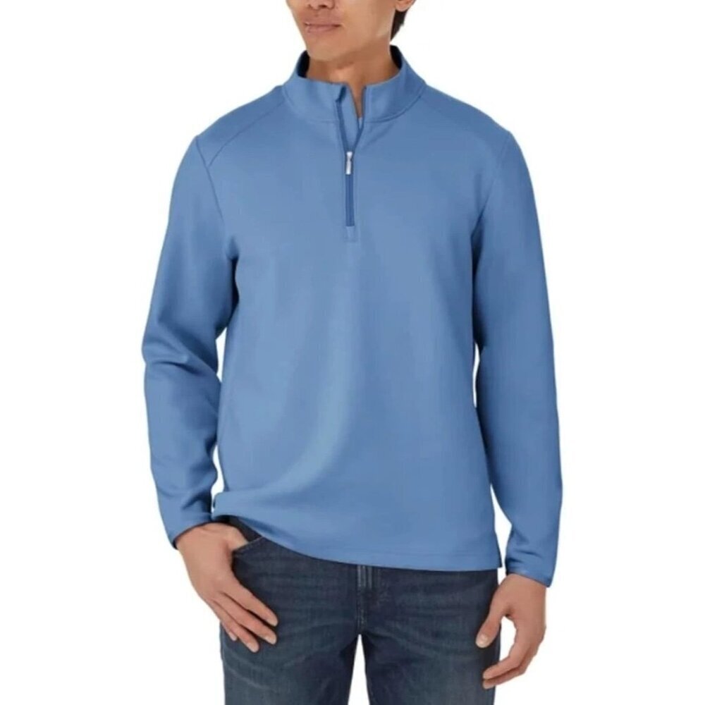 Kirkland Signature Men's S Blue Zip Pullover Long Sleeve Scuba Sweatshirt  M0445